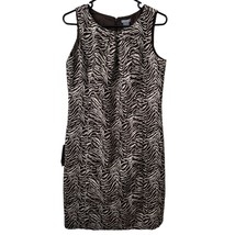 New Ann Taylor Dress Size 10 Medium Brown Tan Animal Print Wool Silk Cotton - £21.57 GBP