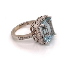 Aquamarine Diamond Ring 14k Gold Size 6.5, 6 TCW Certified $6,950 121105 - £2,340.51 GBP