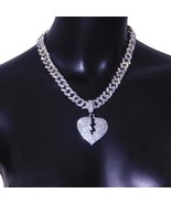 Rapper Bling Crystal Curb Hip Hop Heartbreak Necklace For Women Men Iced... - £32.70 GBP