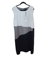 For Cynthia 3X Sheath Plus Sizes Linen Blend Dress Black White and Gray New - £35.47 GBP