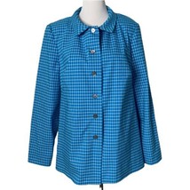 Nina Mclemore Women&#39;s Blazer Blue White Striped Plaid Suit Jacket Size 18 - £50.60 GBP
