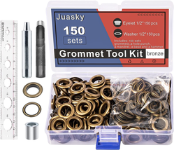 150 Sets 1/2 Inch Grommet Tool Kit,Bronze Metal Grommet Kit,Eyelet Kit w... - $18.07