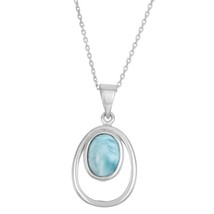 Sterling Silver Double Oval Larimar Pendant - £57.13 GBP