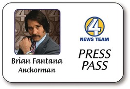 BRIAN FANTANA ANCHORMAN Movie Magnetic Fastener Name Badge Halloween Cos... - $16.99