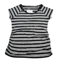 Liz Lange Shirt Womens M Gray Black Striped Round Neck Maternity Casual Tee - $18.69