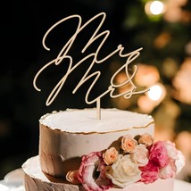 Mr &amp; Mrs Wedding Cake Topper In Wood (Design 03) - $41.99