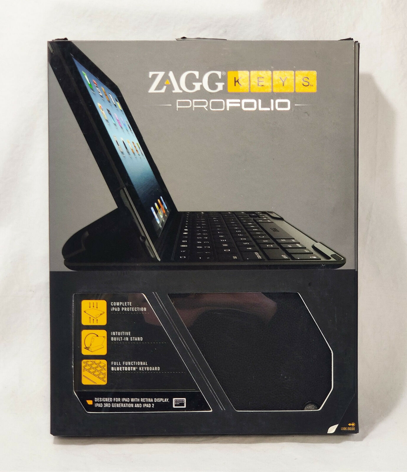 NEW ZaggKeys ProFolio BLACK Case Keyboard for Apple iPad 2 / 3 / 4 Gen zagg - £46.89 GBP