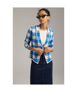 New By Anthropologie Plaid Sweater Button Front Blazer $198 X-SMALL Blue - $120.63 CAD