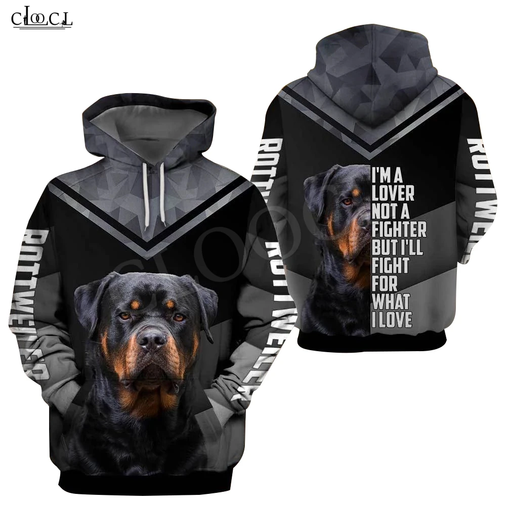 2021 Fashion Lover Not A Fighter Rottweiler Dog 3D Print Hoodie Men Women Casual - £135.39 GBP