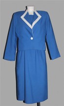 VTG Henry Lee Blue &amp; White 2-Pc Dress &amp; Lined No-Collar 1-Button Jacket ... - $890.67 MXN