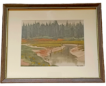 Northwest Artist Jerry Becker Autumn Landscape Scene Watercolor Painting... - $39.55