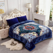 Navy Heavy Mink Blanket Fleece Soft Reversible Bed Blanket King - £152.99 GBP