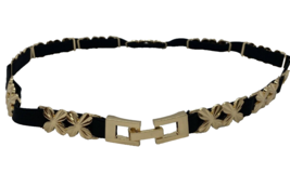 Women&#39;s Fashion Belt Black and Goldtone Floral Belt 30&quot; NEW - $283.14 MXN