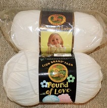 Lot 2 Lion Brand Pound of Love White 100 Yarn Worsted Crochet Knit 4ply 16oz NEW - £11.60 GBP