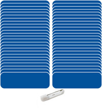 50 Blank 1 X 3 Blue / White Name Badge Kit(A) 1/4&quot; Corners Pins Clear Labels - $55.00