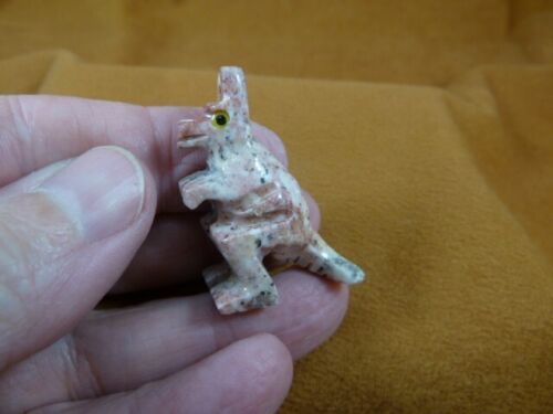 (Y-KAN-30) little gray red KANGAROO SOAPSTONE ROO figurine GEMSTONE kang... - $8.59