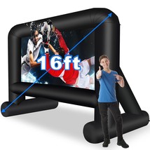 16 Feet Inflatable Movie Screen Outdoor, Projection Screen With Air Blow... - £119.89 GBP