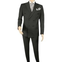 Men Suit BERLUSCONI Turkey 100% Italian Wool 180's Double Breasted #Ber23 Gray image 2