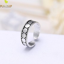 925 Sterling Silver Retro Style Geometric Circle Open Rings For Women Flyleaf La - £6.96 GBP