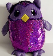 Shimmeez Owl Sequin Reversible Purple Silver Plush Stuffed Animal 8&quot; PLSHY1 - £15.74 GBP