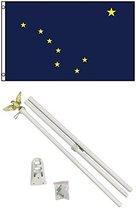 New 3&#39;x5&#39; Alaska State Flags Polyester w/ 6&#39; Pole Kits - £22.71 GBP