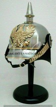 German Armor Steel Helmet Medieval Knight Brass German Helmet Halloween - $169.40