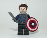 Building Block Bucky Winter Soldier with shield Marvel Minifigure Custom - £4.74 GBP