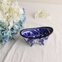 Klein Blue Marble Pattern Draining Soap Dish, Bathtub Shape Enamelware S... - $1,645.13 MXN