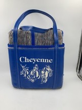 Vintage Cheyenne Rodeo Seat Cushions And Blue Leather Trim Bag Rare - $36.14