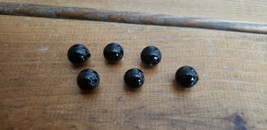 Beads (New) (6) Black Round Glass #2 - £5.80 GBP