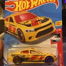 Hot Wheels Race Yellow Car 75 Dodge Charger Track Stars HW Rescue 7/10 228/250 - £10.18 GBP