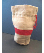 Natural Jute Draw-String Gift Wine Pouch Red Stripe Environmentally Frie... - €5,49 EUR