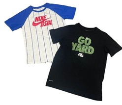 Nike Tee Boys Set Of 2 BASEBALL Athletic Shirts Size Medium 10/12  (lot... - £17.80 GBP