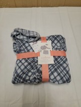 Colsie Pajama Set Gray Flannel Plaid Cropped Long Sleeve Top Shorts sz L... - £10.06 GBP
