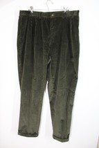 Vtg Hunt Club 40x32 Green Wide Wale Corduroy Pleat Cuffed Pants - £20.75 GBP