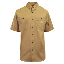 Carhartt Men&#39;s Flannel Shirt Khaki Rugged Short Sleeve (223) - £24.34 GBP