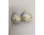 Set Of (2) Vintage White Swirl With Star Glass Round Ornaments Made In A... - $79.19