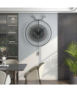 Nordic Steel Finish Antler Theme Creative Light Luxury Large Wall Clock - $190.41 CAD