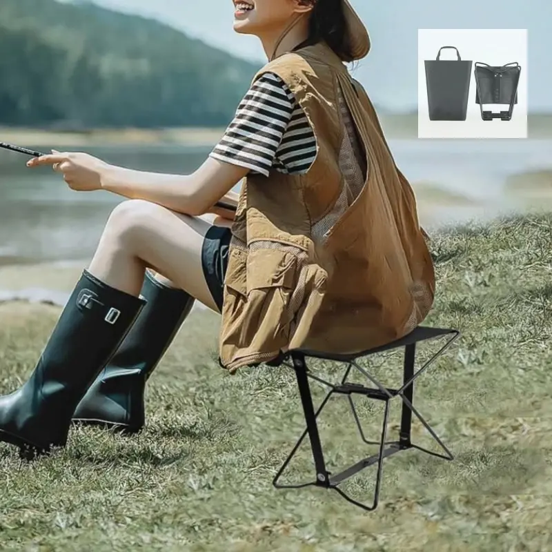 Ir portable camping foldable fishing chair climbing tool picnic stool seat mini storage thumb200