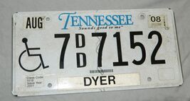 Vintage RARE Tennessee Expired 2008 Handicapped License Plate # 7DD-7152 - $27.67
