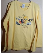 Warner Bros Tweety Bird V-Neck Sweater Embroidery and Studs Women&#39;s size... - £23.55 GBP