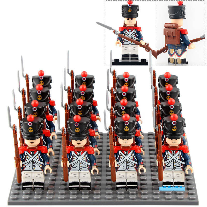 French Fusilier Soldiers Napoleonic Wars Lego Custom Minifigure Brick Toys 16Pcs - Building Toy 