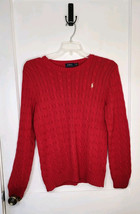 Polo Ralph Lauren Sweater Women’s Sz XL Red Gold Pony Cable Knit Logo Ladies - £26.33 GBP