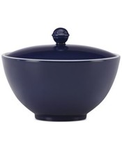 Lenox Larabee Dot Navy Blue Sugar Bowl &amp; Lid - $389.79 MXN