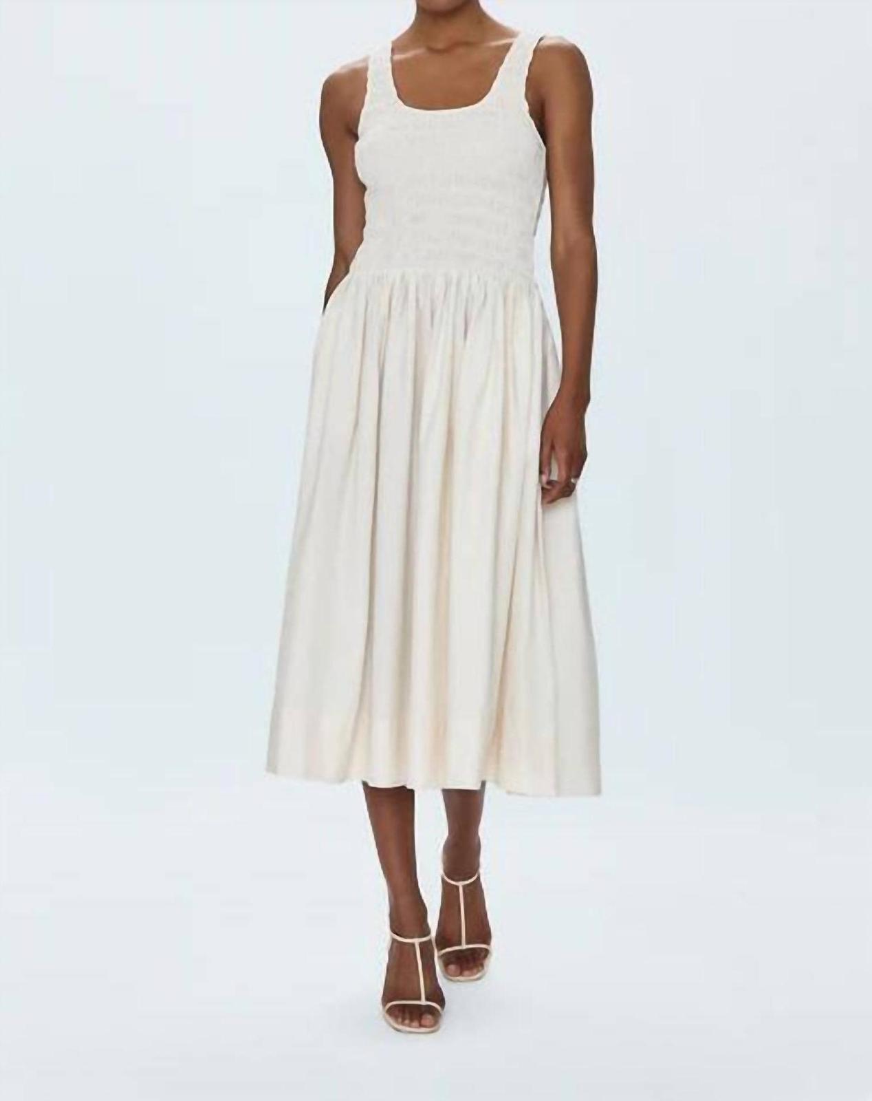 Pistola Alessia Smocked Drop Waist Dress Beige - $132.00