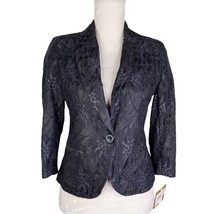 Ellen Tracy Blazer Jacket 2 Black Lace Silver All That Glitters New - $39.00