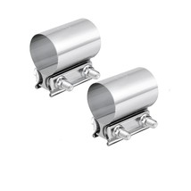 Evil Energy Qty 2 2.5&#39;&#39; Exhaust Band Clamp Butt Joint Stainless Steel  - $19.99