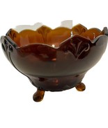 Vintage Indiana Glass Double Fleur De Lis 8.5 In Diameter Amber Footed Bowl - £23.49 GBP