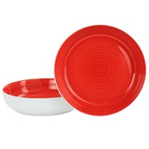 Gibson Home Crenshaw 8.5 Inch 2 Piece Stoneware Dinner Bowl Set in Red a... - $59.16
