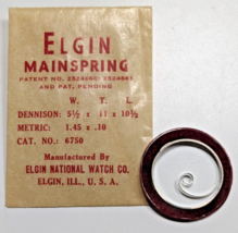 NOS Genuine ELGIN 6750 Watch Mainspring 5 ½ x 11 x 10 ½ - 1.45 x .10 mm - £9.38 GBP
